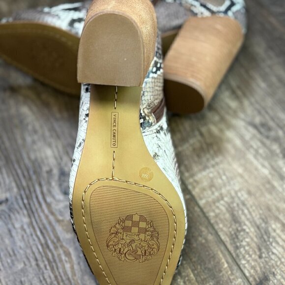 NEW Vince Camuto Fedrilla Open Toe Leather Kondia Bootie Bronze Snake Print 9.5 - Picture 7 of 15